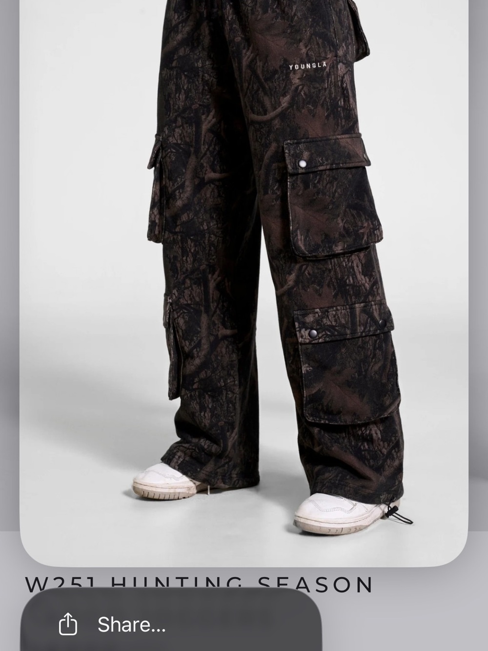 YoungLA Brown Camouflage Wide Leg Cargo Pants